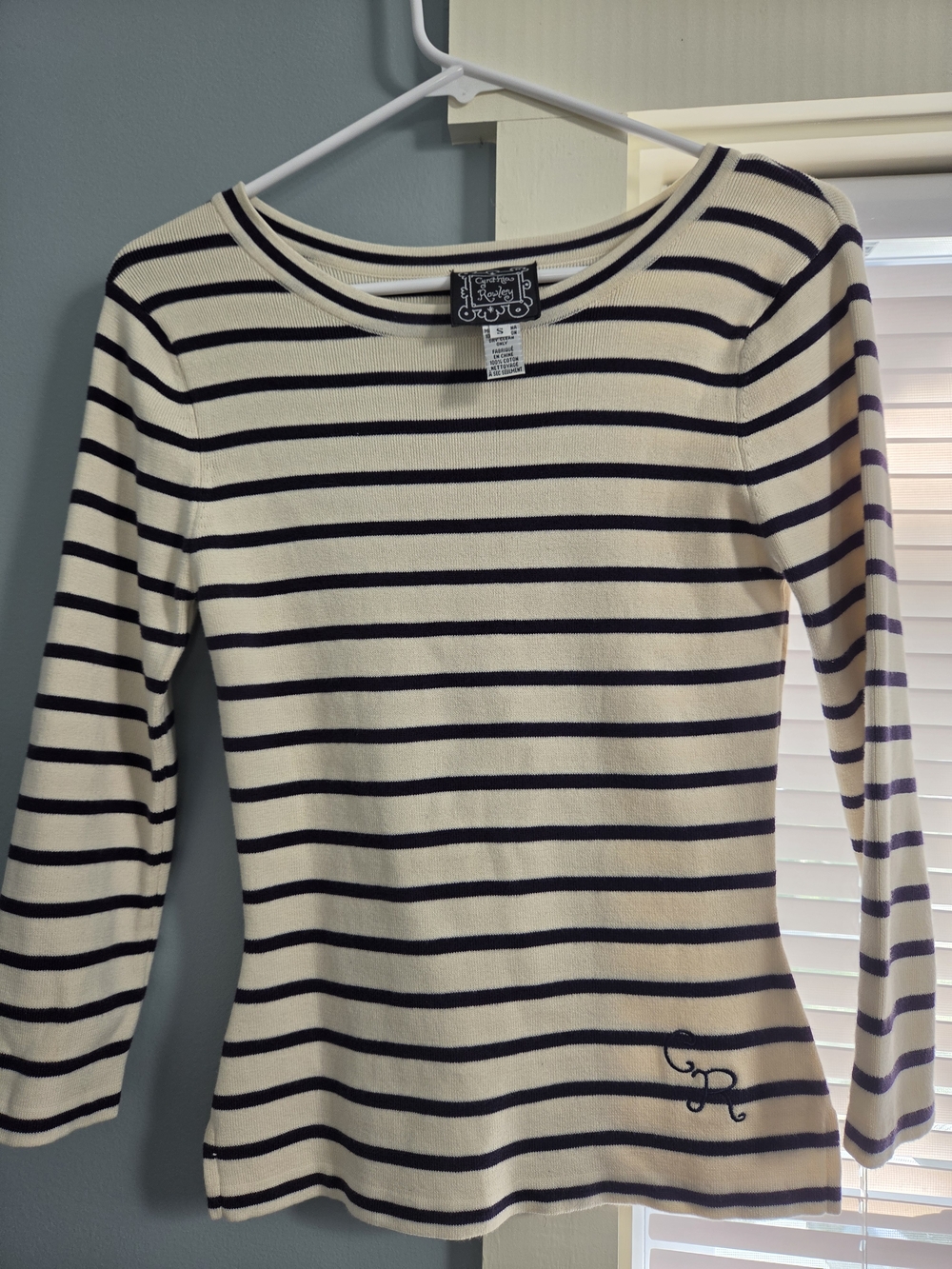 Cynthia Rowley classic knit Breton stripe  off-white And Black Sweater